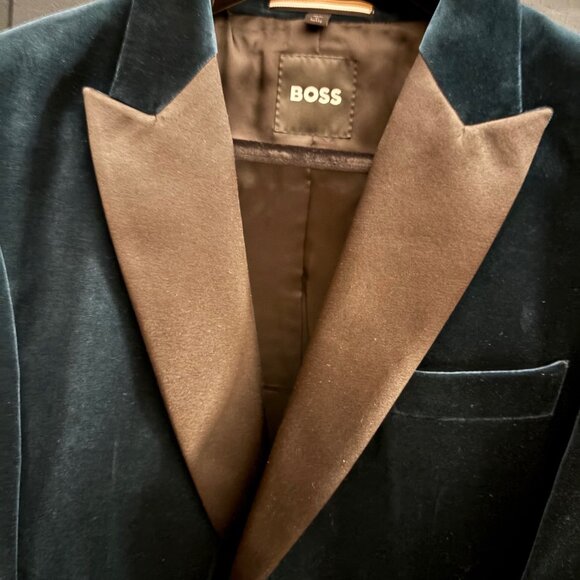 HUGO BOSS - Cotton Velvet Tuxedo - Turquoise - Picture 3 of 16